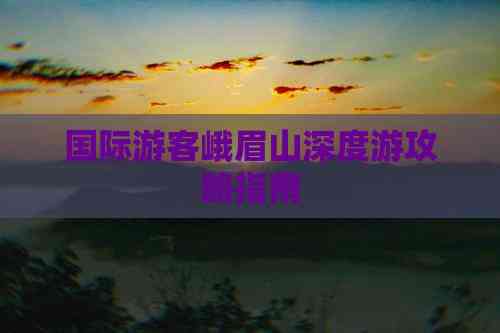 九游娱乐:国际游客峨眉山深度游攻略指南(图7)